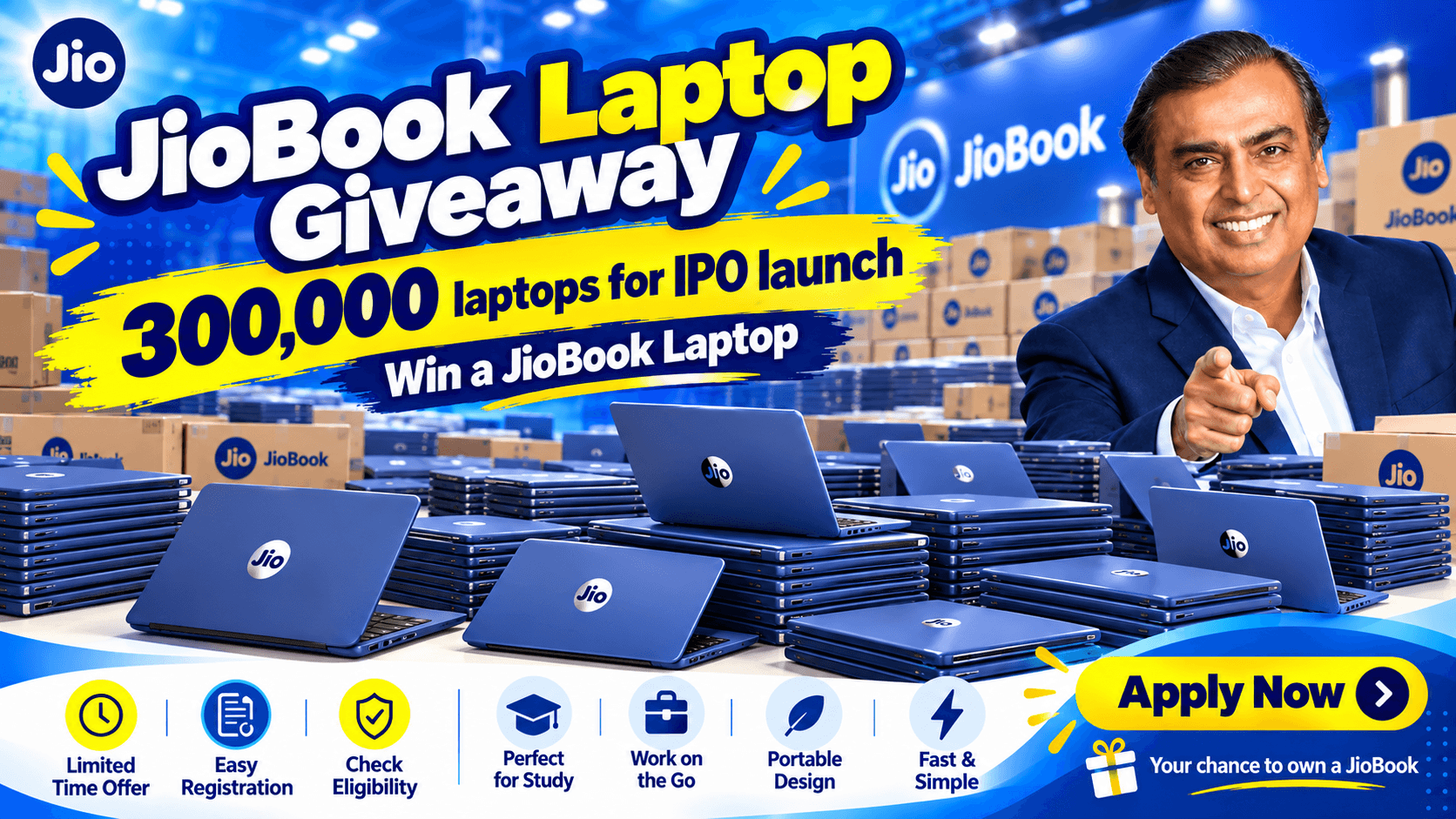 JioBook laptop giveaway